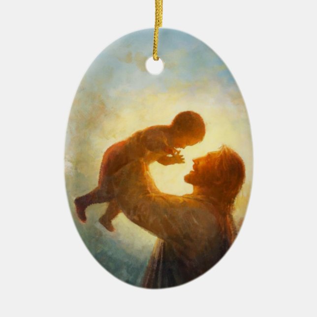 Ornement En Céramique Jésus portant l'ornement du bébé (Devant)