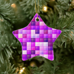 Ornement En Céramique Jeu vidéo Pixels Carré rose Motif