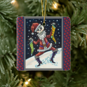ORNEMENT EN CÉRAMIQUE JINGLE BONES PÈRE NOËL, SKELETON VACANCES & STOCKI