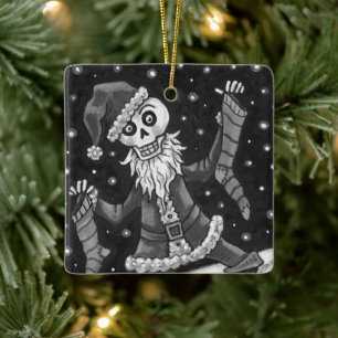 ORNEMENT EN CÉRAMIQUE JINGLE BONES PÈRE NOËL, SKELETON VACANCES & STOCKI