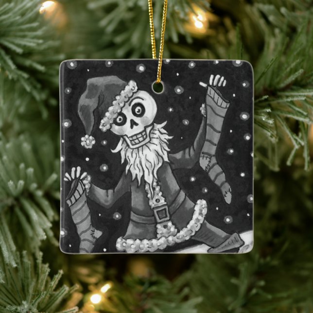 ORNEMENT EN CÉRAMIQUE JINGLE BONES PÈRE NOËL, SKELETON VACANCES & STOCKI (Arbre)
