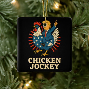 Ornement En Céramique Jockey de poulet Trump Mème amusant