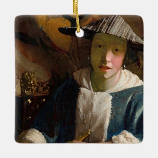 Ornement En Céramique Johannes Vermeer - Fille avec une Flûte (Devant)