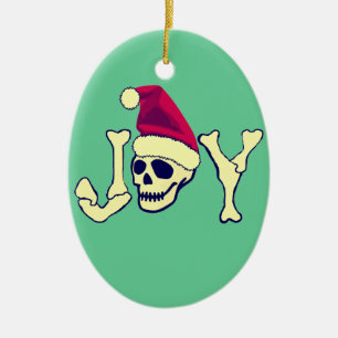 Ornement En Céramique Joie - crâne de Père Noël