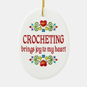 Ornement En Céramique Joie faisante du crochet