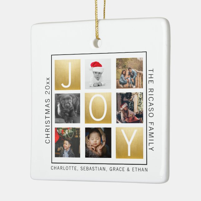 Ornement En Céramique Joie Noël Photo personnalisée (Gauche)
