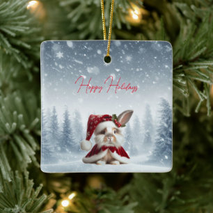 Ornement En Céramique Joli Noël de Lapin