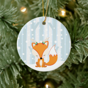 Ornement En Céramique Joli renard boisé de Noël