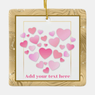 Ornement En Céramique Joli style cœurs roses Saint-Valentin romantique