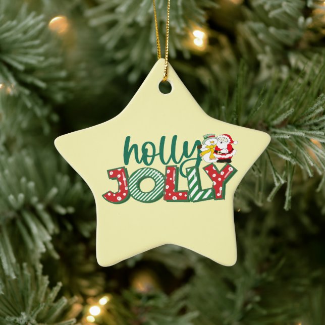 Ornement En Céramique Jolly Père Noël Ornament, Noël coloré (Arbre)