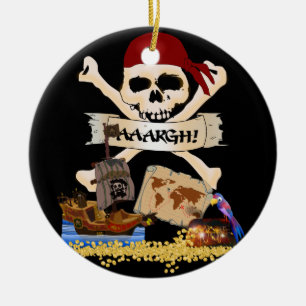 Ornement En Céramique Jolly roger, Bateau pirate & Poitrine de pirate