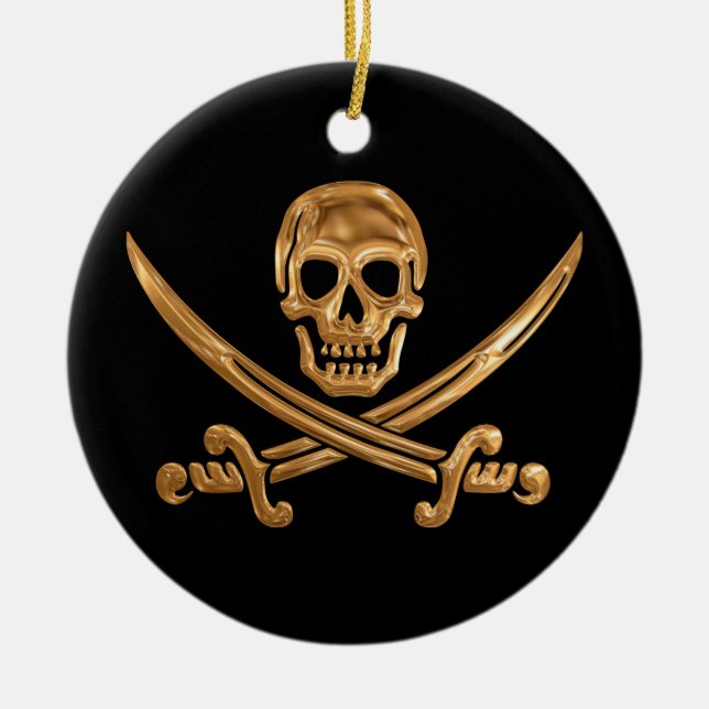 Ornement En Céramique Jolly roger d'or (Devant)