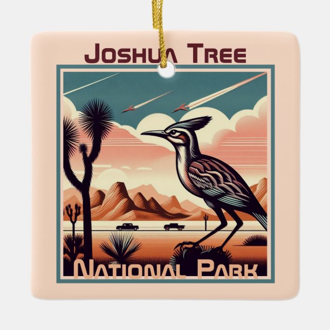 Ornement En Céramique Joshua Tree National Park Retro Souvenir Cadeau (Devant)