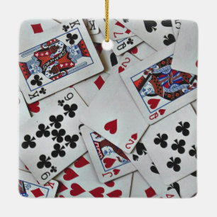 Ornement En Céramique Jouer Cartes Poker Jeux Reine Roi
