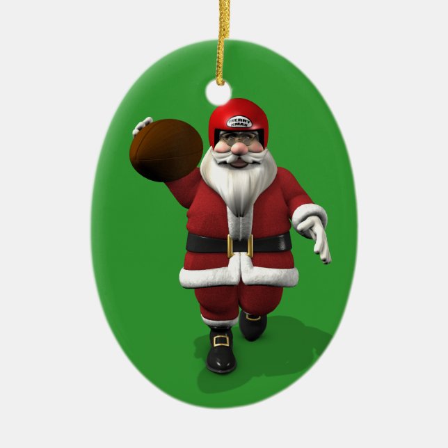 Ornement En Céramique Joueur américain du Père Noël (Devant)