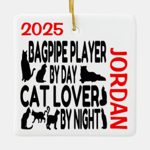 Ornement En Céramique Joueur Bagpipe Amoureux des chats PERSONNALISÉ