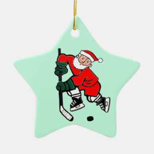 Ornement En Céramique Joueur de hockey Père Noël