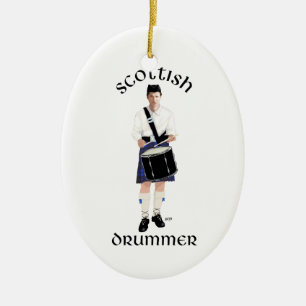 Ornement En Céramique Joueur de tambour écossais - Kilt bleu