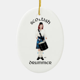Ornement En Céramique Joueur de tambour écossais - Kilt bleu