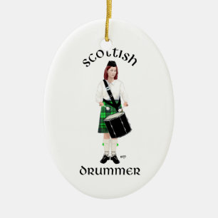 Ornement En Céramique Joueur de tambour écossais - Kilt vert