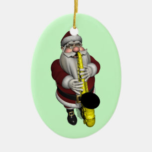 Ornement En Céramique Joueur du Saxophone du Père Noël