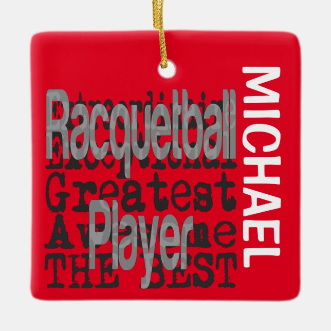 Ornement En Céramique Joueur Racquetball Extraordinaire PERSONNALISÉ (Devant)