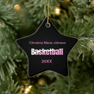 Ornement En Céramique Joueuse de basket-ball de fille Typographie rose