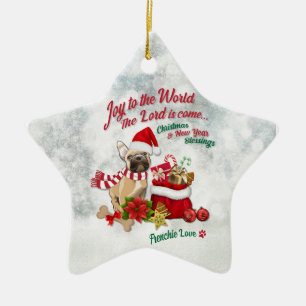 Ornement En Céramique Joy to the World - Frenchie Love 