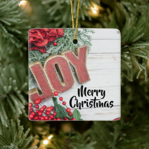 Ornement En Céramique Joy & Wreath Holiday Collection