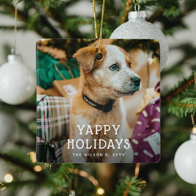 Ornement En Céramique Joyeuses vacances jote Chien Chien Chien Coquelico (Créateur téléchargé)