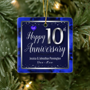 Ornement En Céramique Joyeux 10e anniversaire Mariage