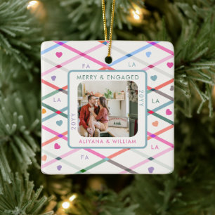 Ornement En Céramique Joyeux Amour Engagé Pastel Couples Motifs Photo