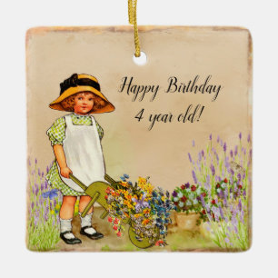 Ornement En Céramique Joyeux anniversaire 4 ans