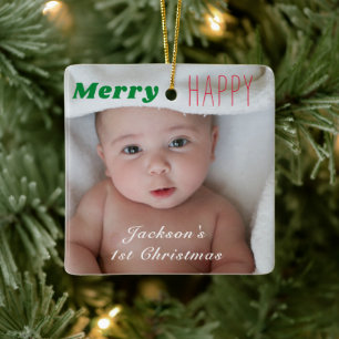 Ornement En Céramique Joyeux Bébé Joyeux 1er Noël Noël Photo