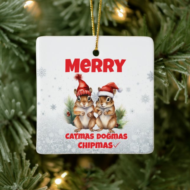 Ornement En Céramique Joyeux Chipmas (Arbre)