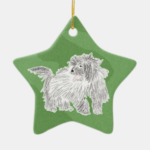 Ornement En Céramique Joyeux coton de Tulear de Noël