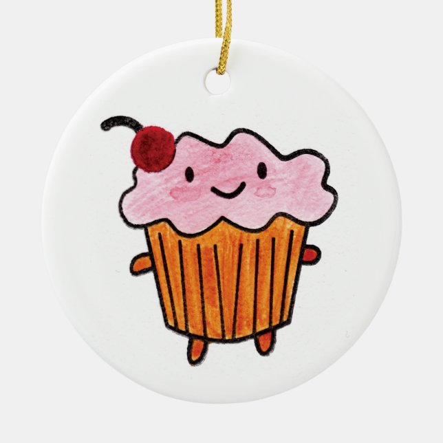 Ornement En Céramique Joyeux Cupcake (Devant)