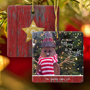 Ornement En Céramique Joyeux et brillant Cute Russe Snowman Tree Keepsak