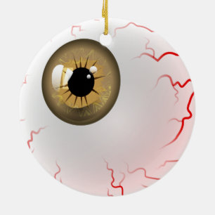 Ornement En Céramique Joyeux Halloween ! Eyeball Brown éffrayant