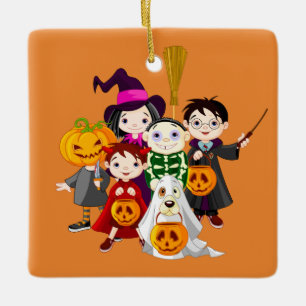 Ornement En Céramique Joyeux Halloween Trick ou traiter les enfants