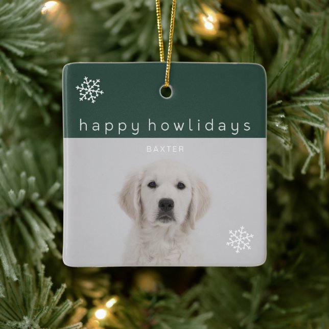 Ornement En Céramique Joyeux Howlidays Green Photo Pet (Arbre)