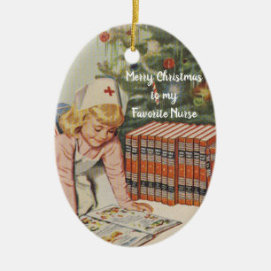 Ornement En Céramique Joyeux Noël à mon infirmière préférée - rét