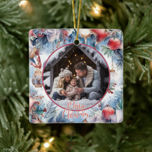 Ornement En Céramique Joyeux Noël aquarelle photo décorative