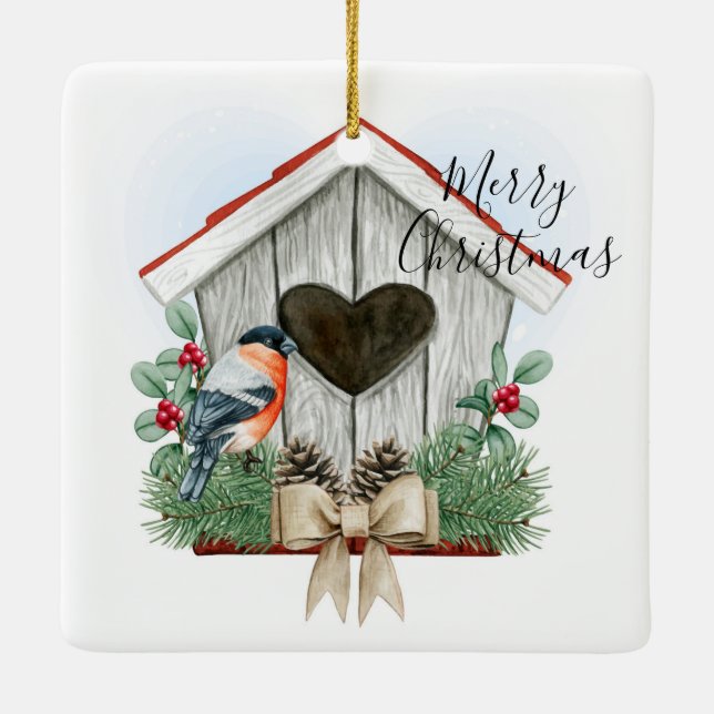 Ornement En Céramique Joyeux Noël Birdhouse (Dos)