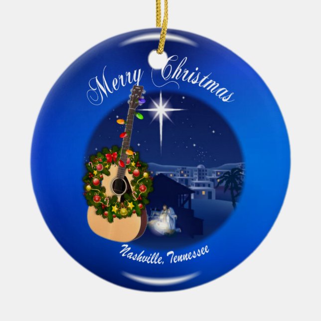 Ornement En Céramique Joyeux Noël de l'Ornement de Nashville (Devant)