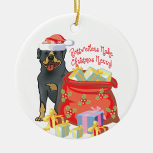 Ornement En Céramique Joyeux Noël de rottweiler