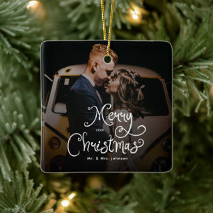 Ornement En Céramique Joyeux Noël Écriture Fantaisiste  Photo personnali