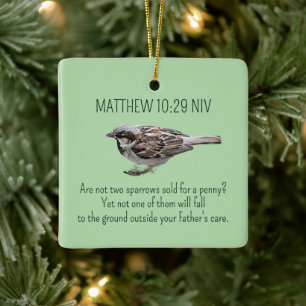 Ornement En Céramique Joyeux Noël Épervier Oiseau Christian Green