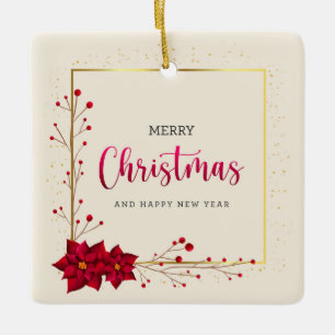 Ornement En Céramique Joyeux Noël et Bonne Année