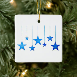 Ornement En Céramique Joyeux Noël étoile bleue Décor avec texte